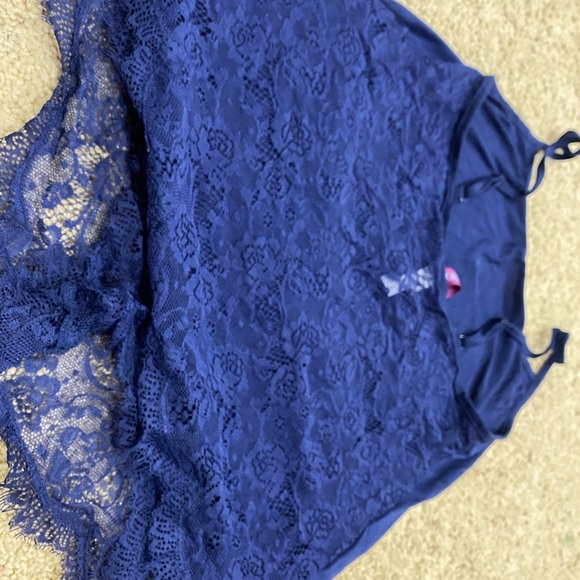 Adore Me Royal Blue Lace Pajama Set- womens size M - Picture 3 of 5